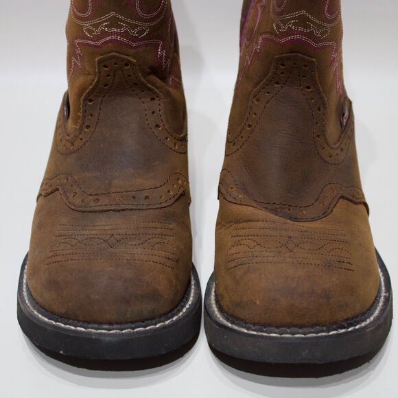 Justin Gypsy L9903 8” Brown Purple Leather Embroidered Western Boots Women's 8B - Picture 12 of 15